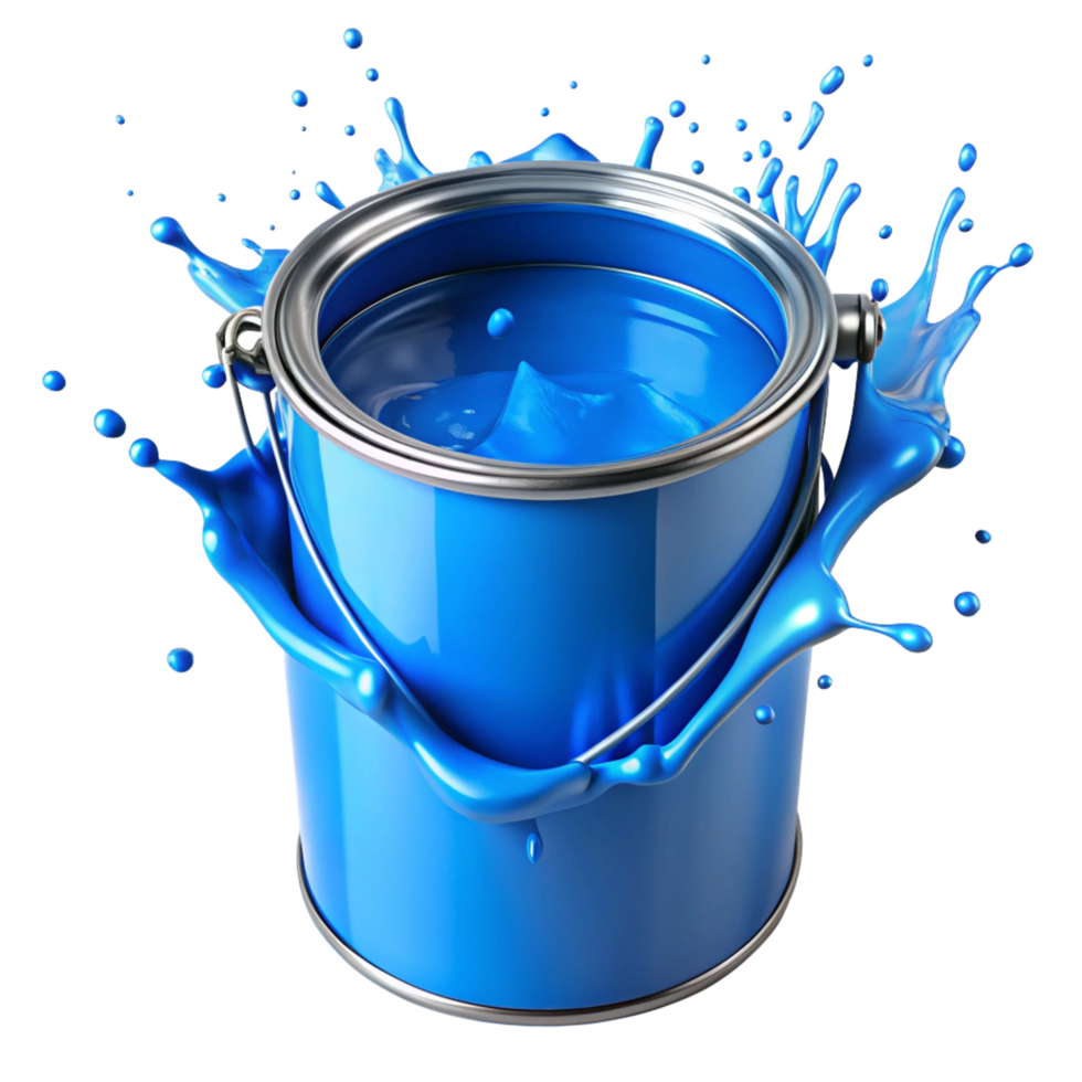 blue paint box with blue paint splash is isolated on transparent background png