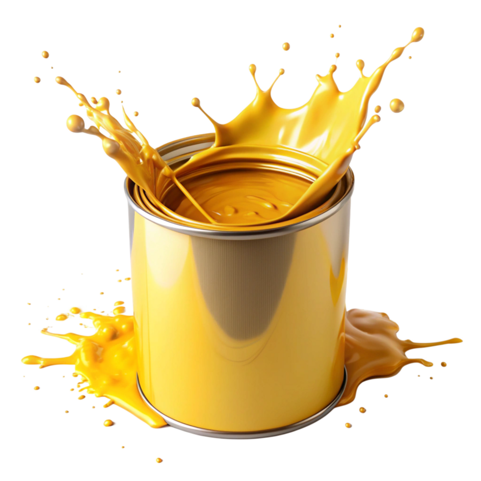 mustard paint box with mustard paint splash is isolated on transparent background png
