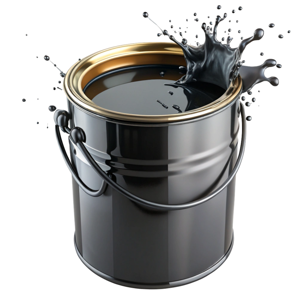 black paint box with black paint splash is isolated on transparent background png