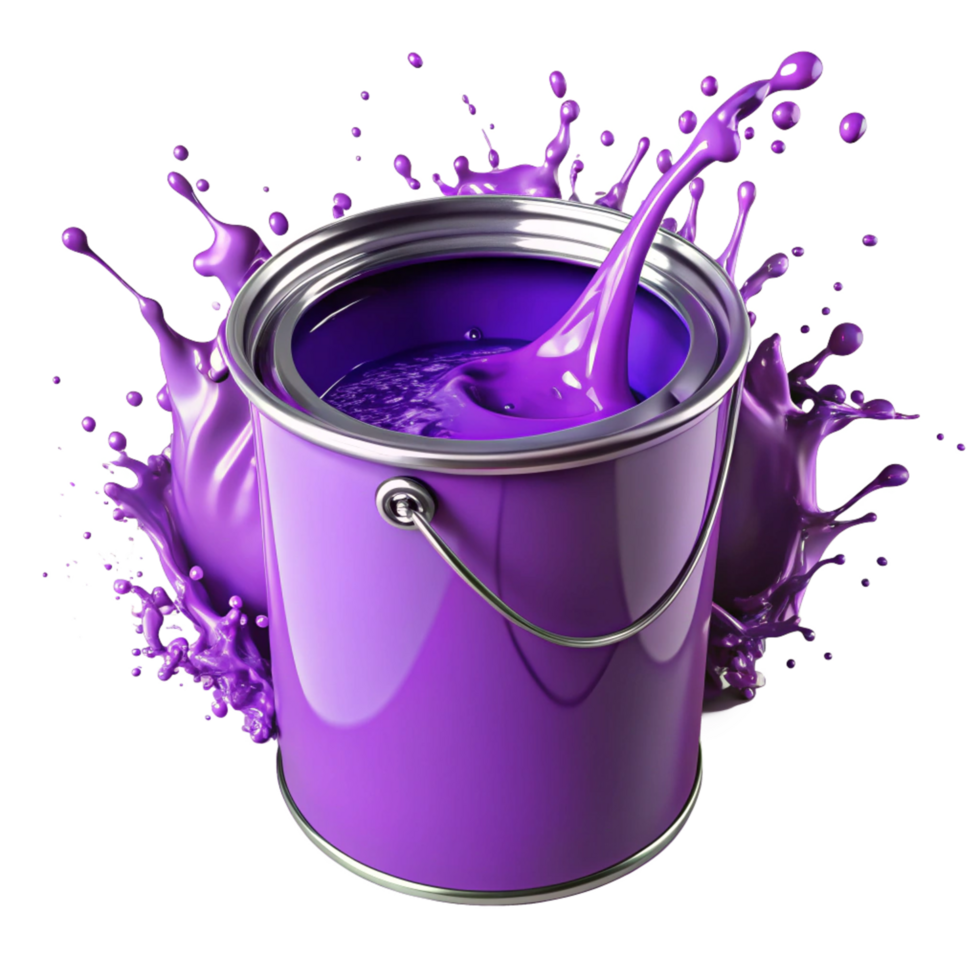 purple paint box with purple paint splash is isolated on transparent background png