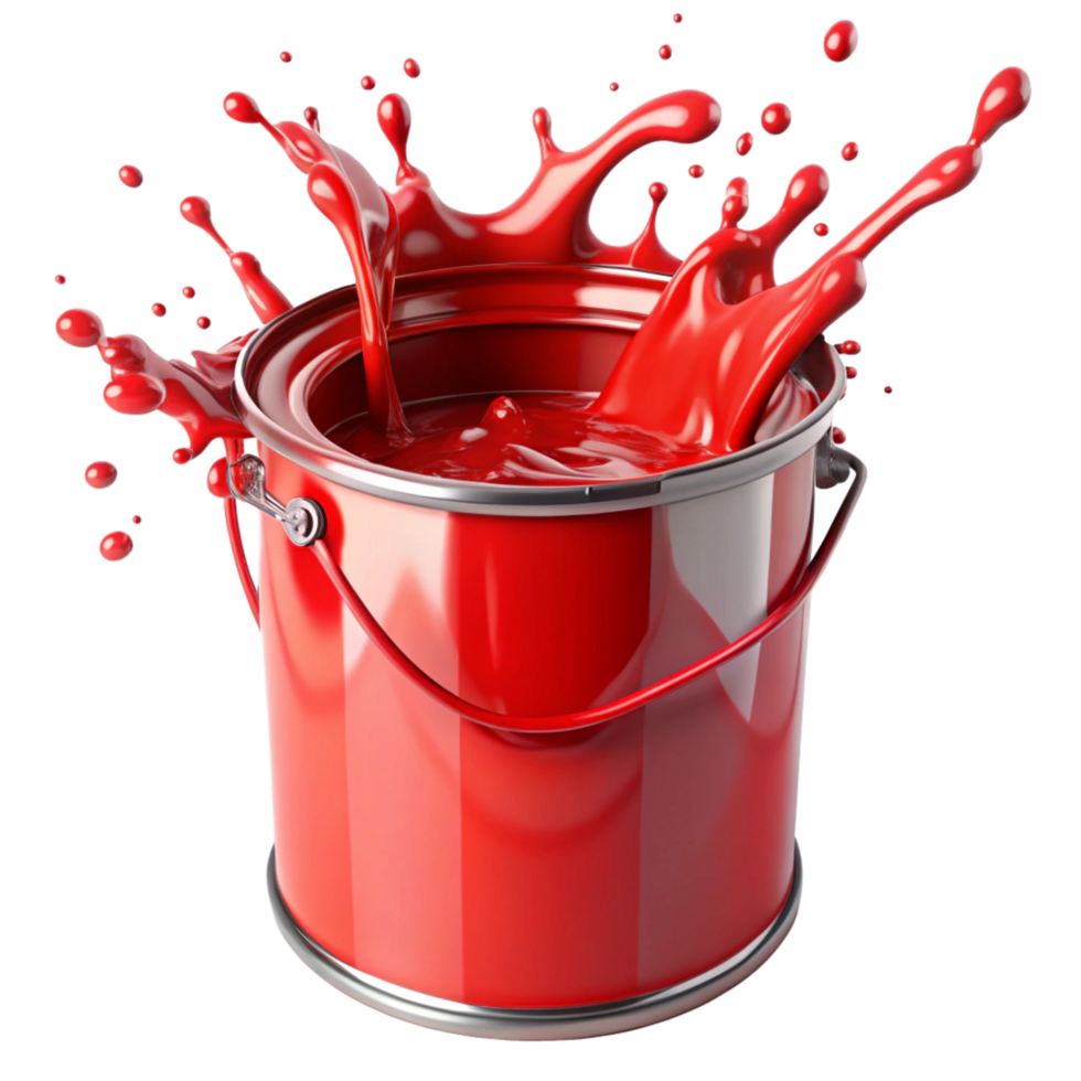 red paint box with red paint splash is isolated on transparent background png