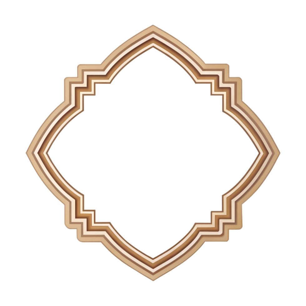 Islamic shape brown label frame is isolated on transparent background png