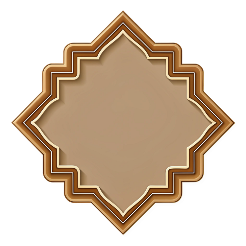 Islamic shape brown frame is isolated on transparent background png