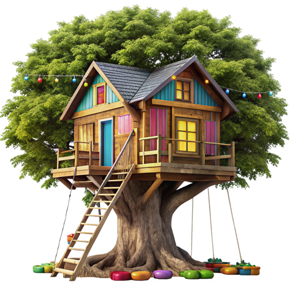 beautiful tree house is isolated on transparent background png