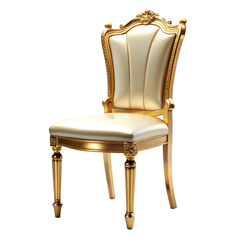 golden weeding chair is isolated on transparent background png