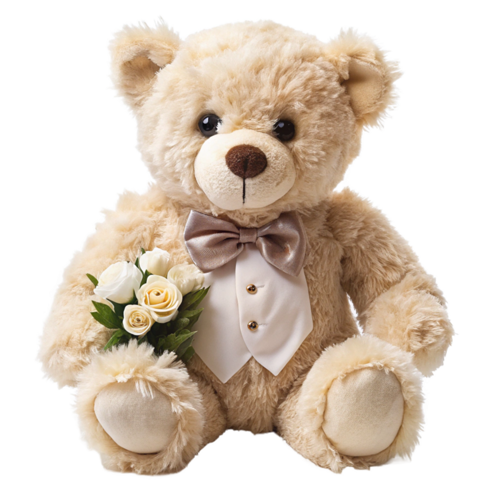 elegant teddy bear is isolated on transparent background png