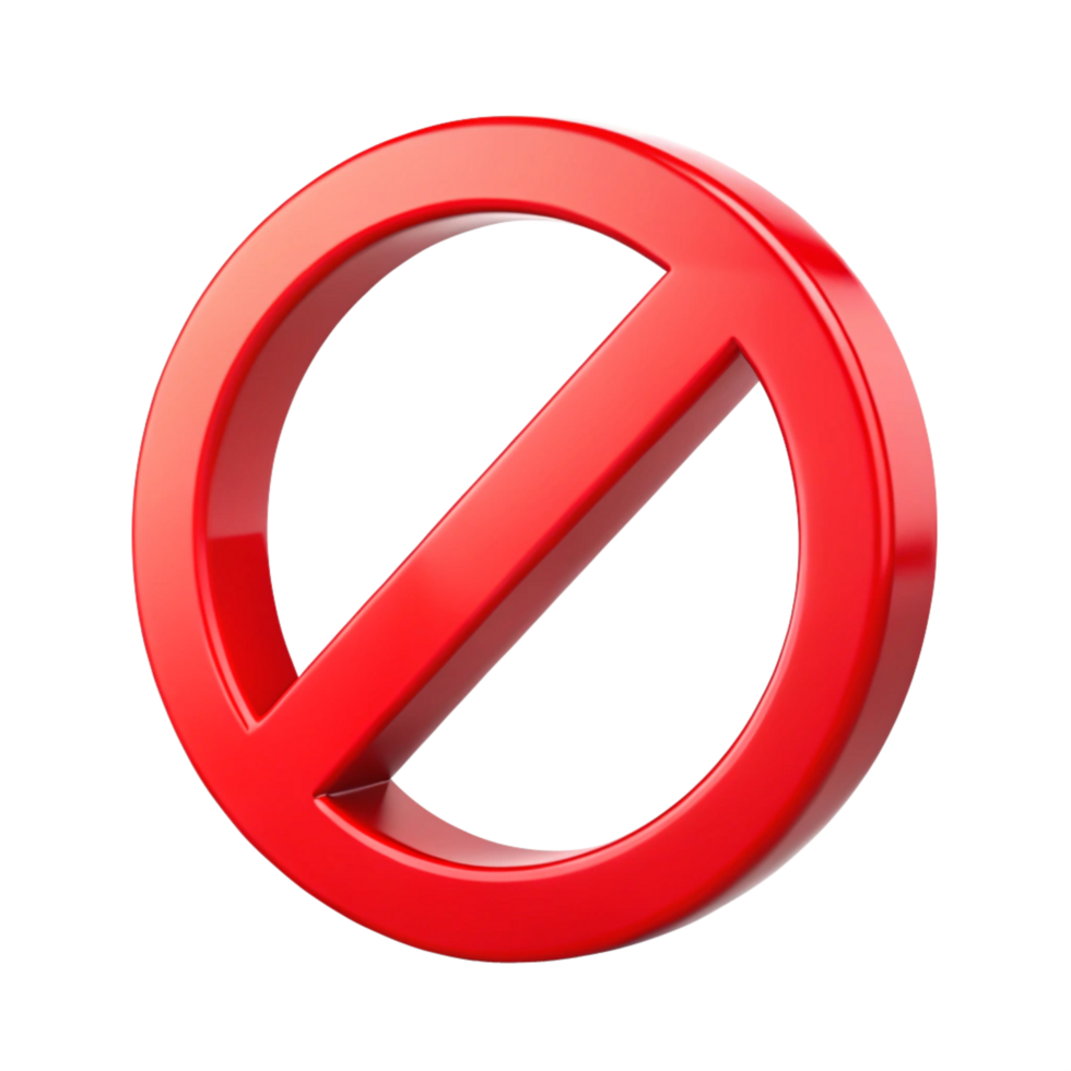 red prohibition symbol is isolated on transparent background png