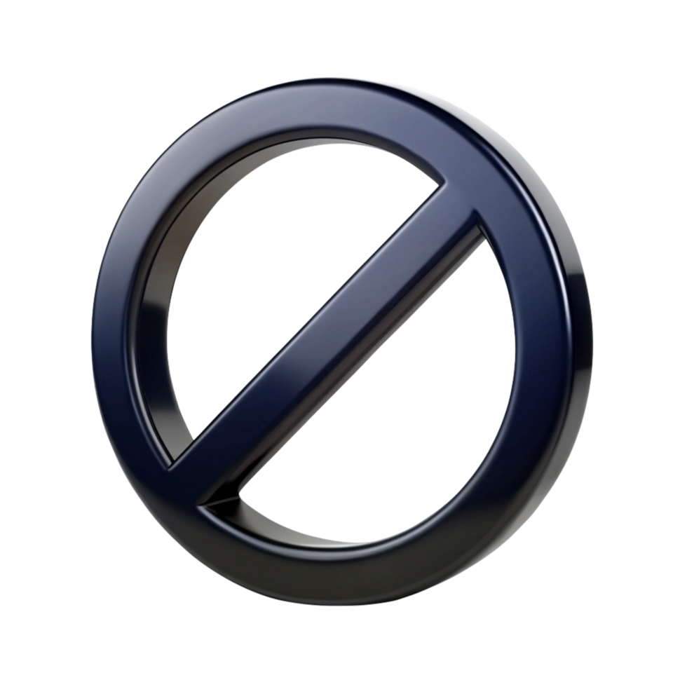 black prohibition symbol is isolated on transparent background png