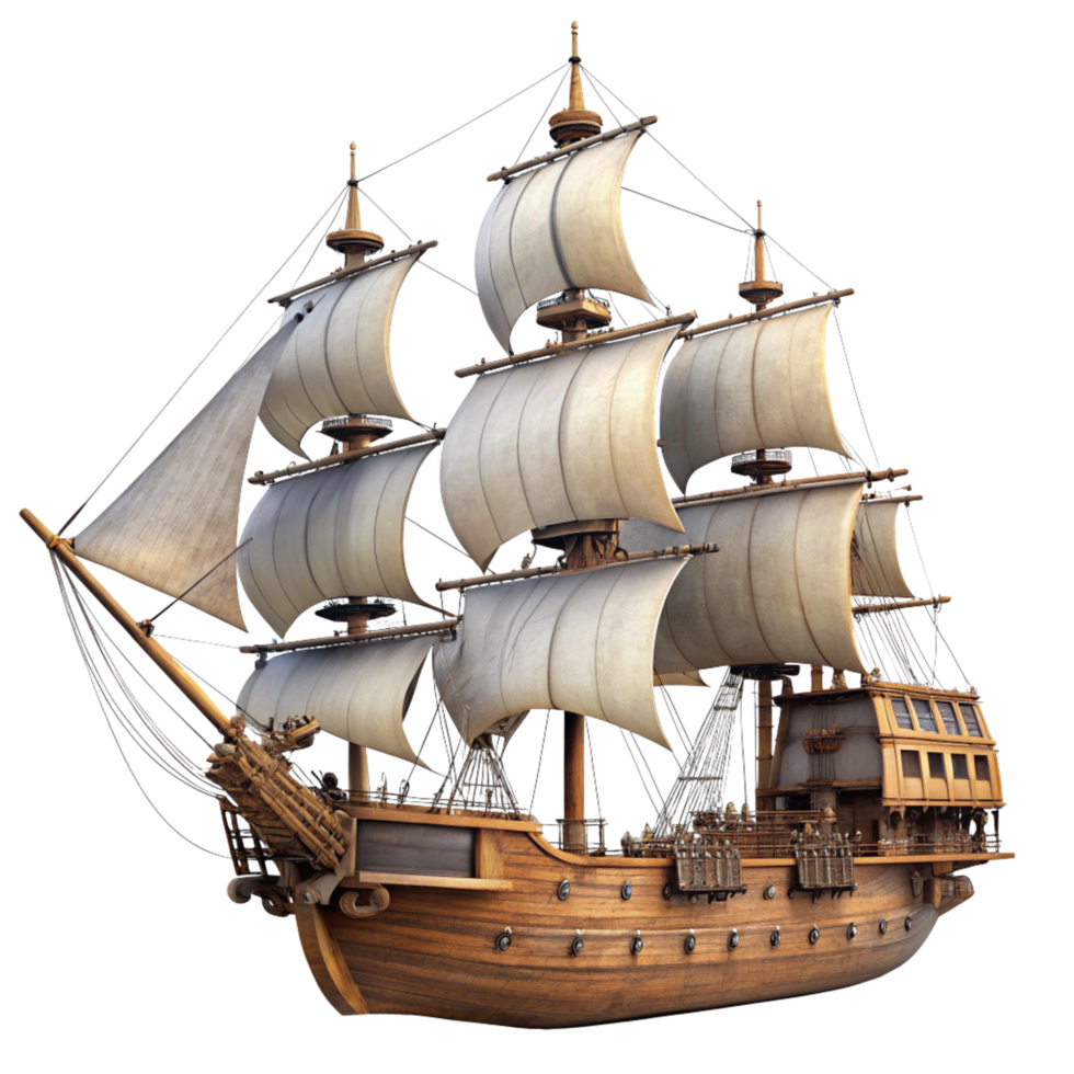 3d pirate ship is isolated on transparent background png