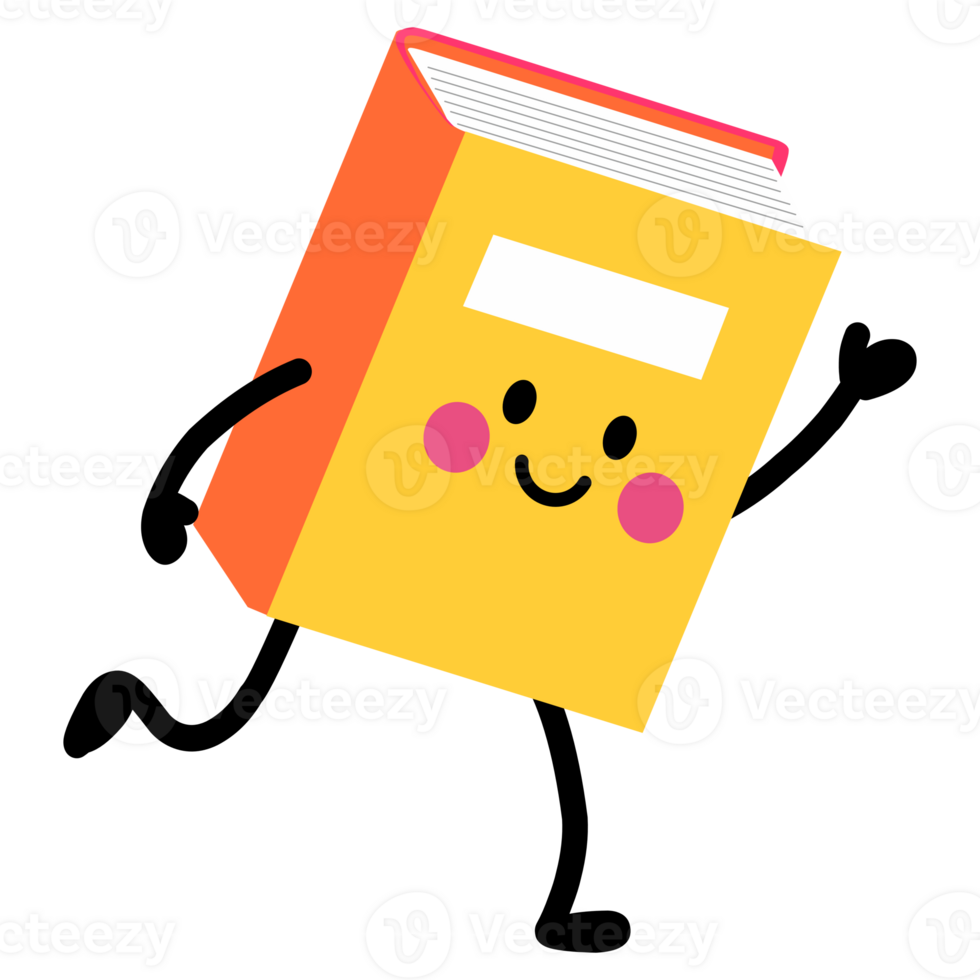 Cute Smiling Book Character, Fun Educational Mascot for Kids png