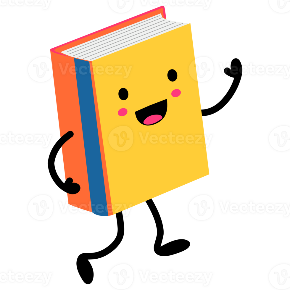 Cute smiling book cartoon character, perfect for school and education designs png