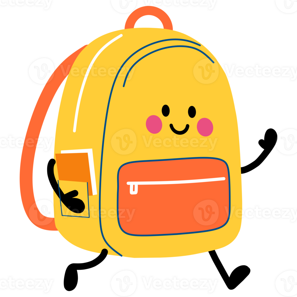 Cute Backpack Character, Fun School Mascot for Kids png