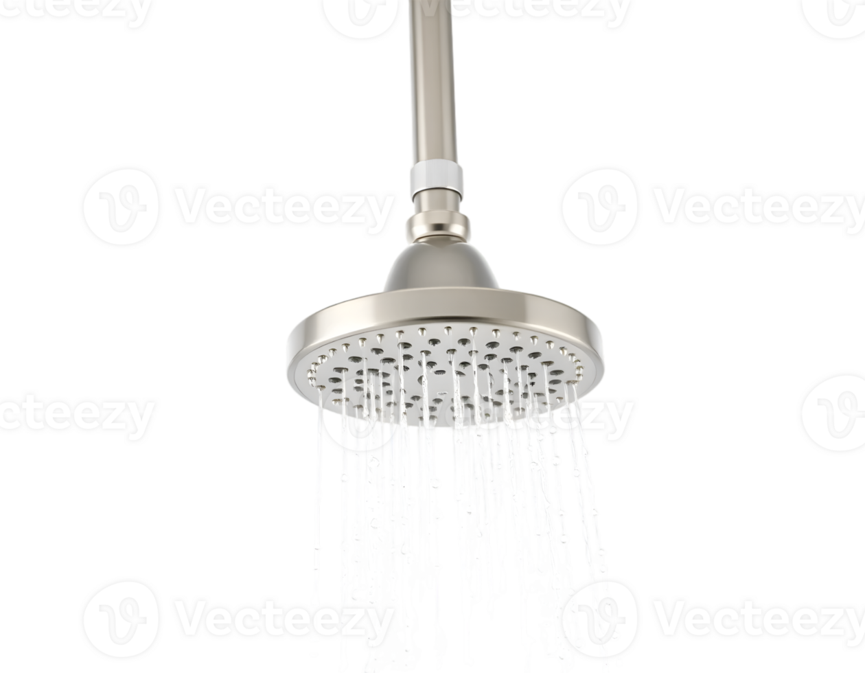 Shower head with running water isolated on transparent background png