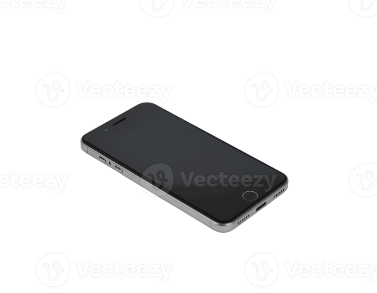 Realistic black smartphone mockup on transparent background png