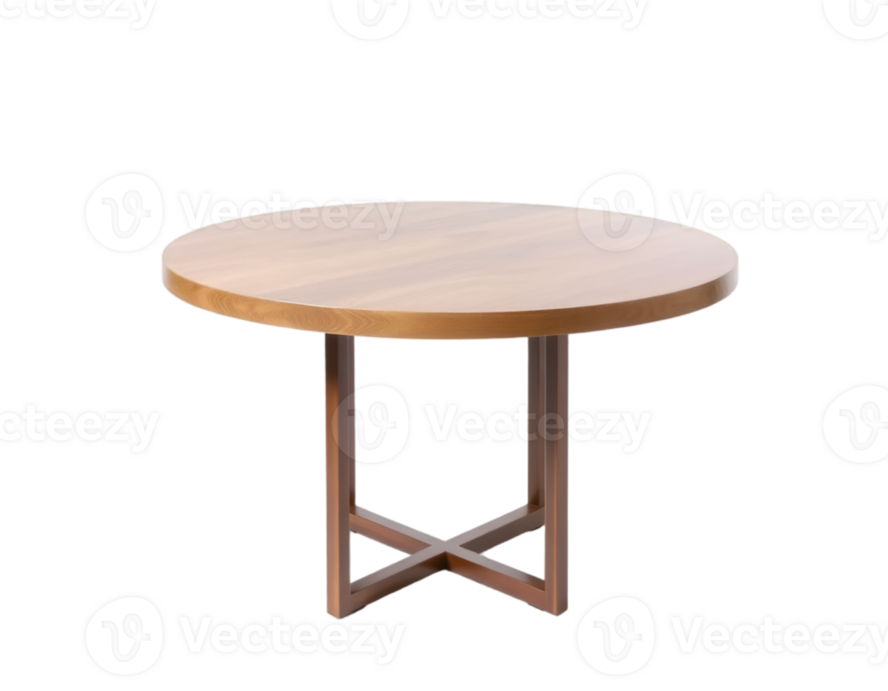 Round wooden table isolated on transparent background png