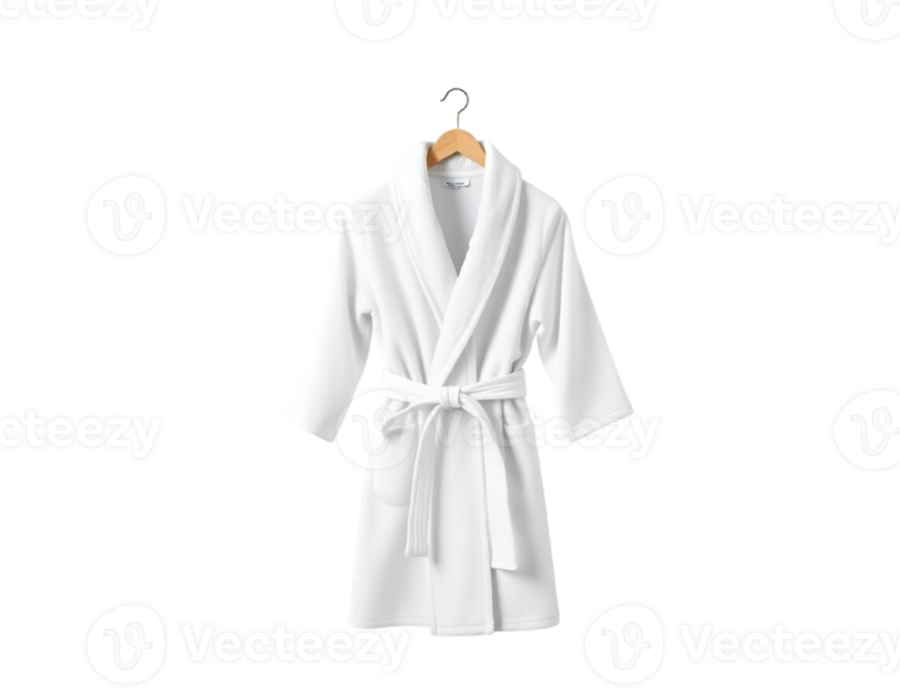 White bathrobe on hanger isolated on transparent background png