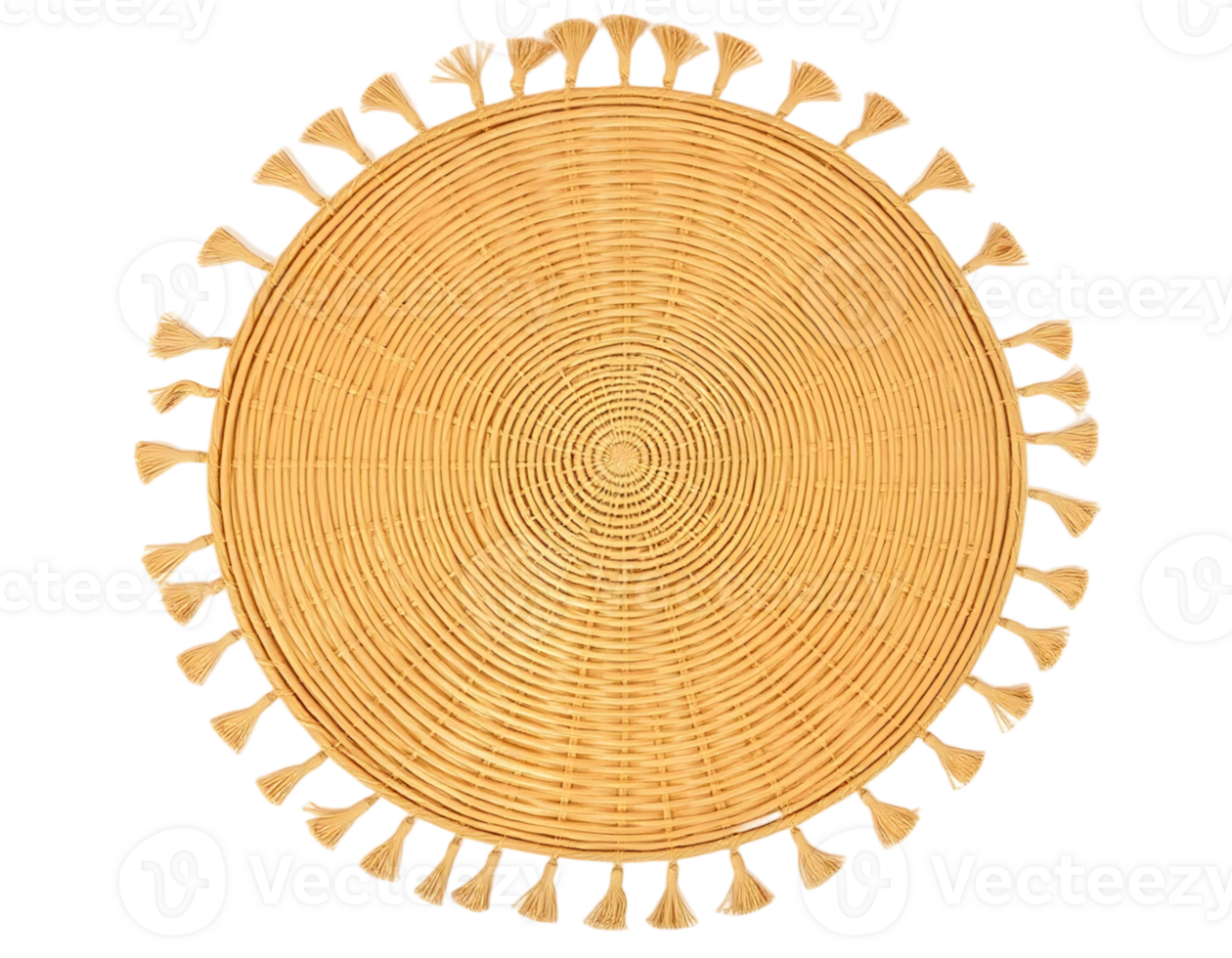 Round wicker sun hat isolated on transparent background png
