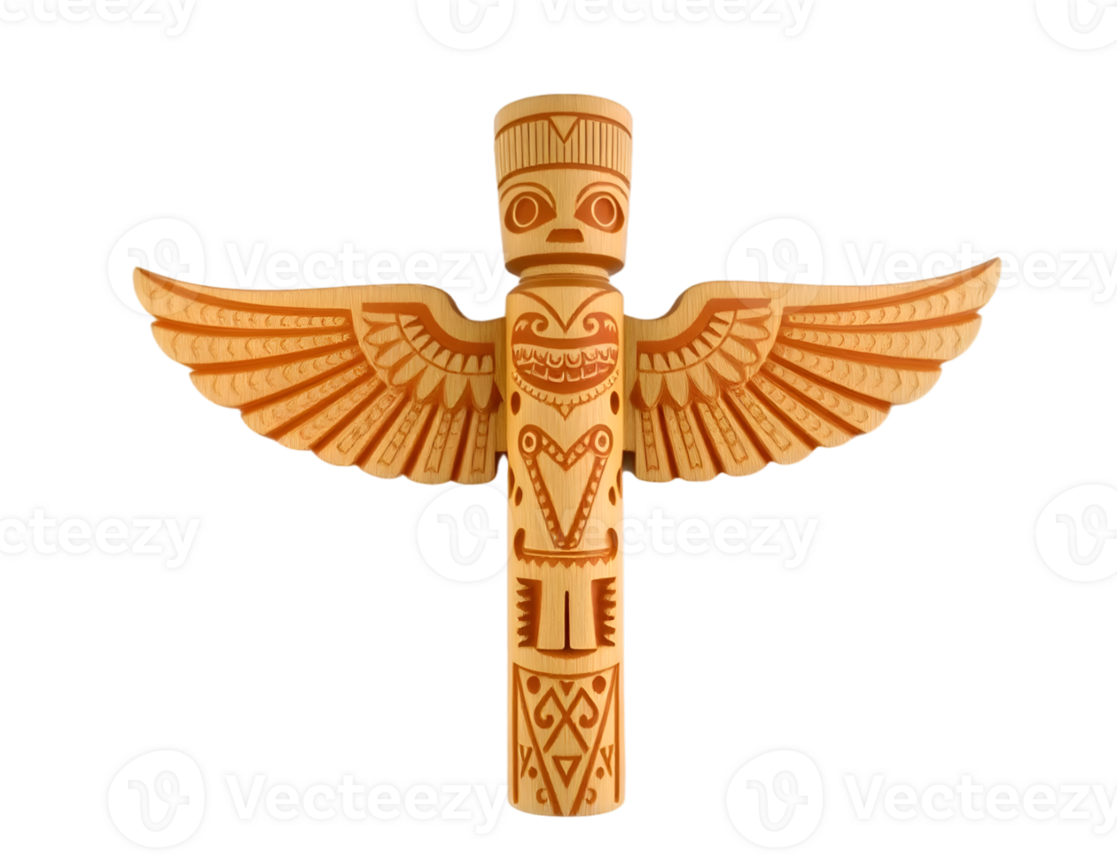 Wooden totem isolated on transparent background png