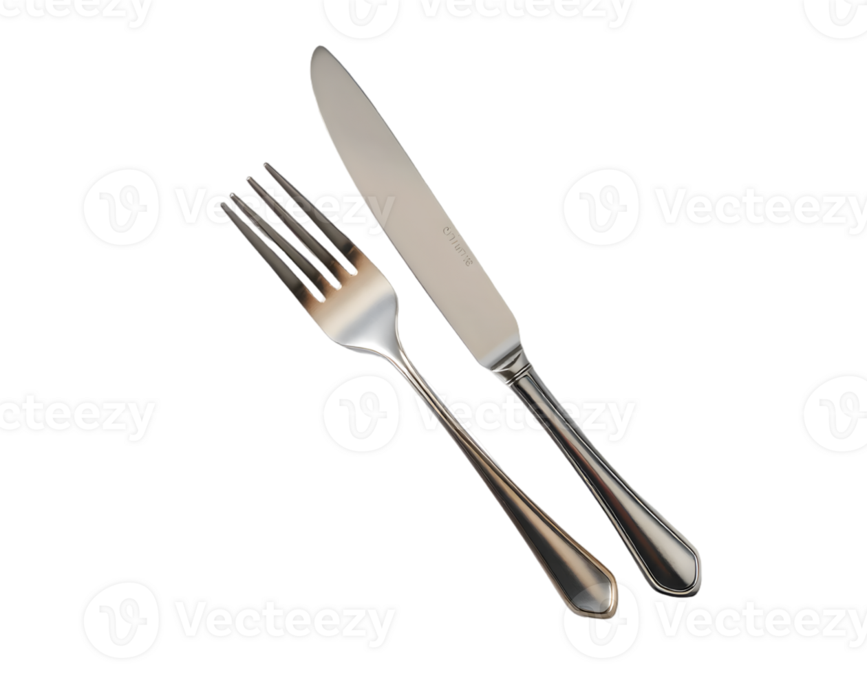 Knife and fork isolated on a transparent background png