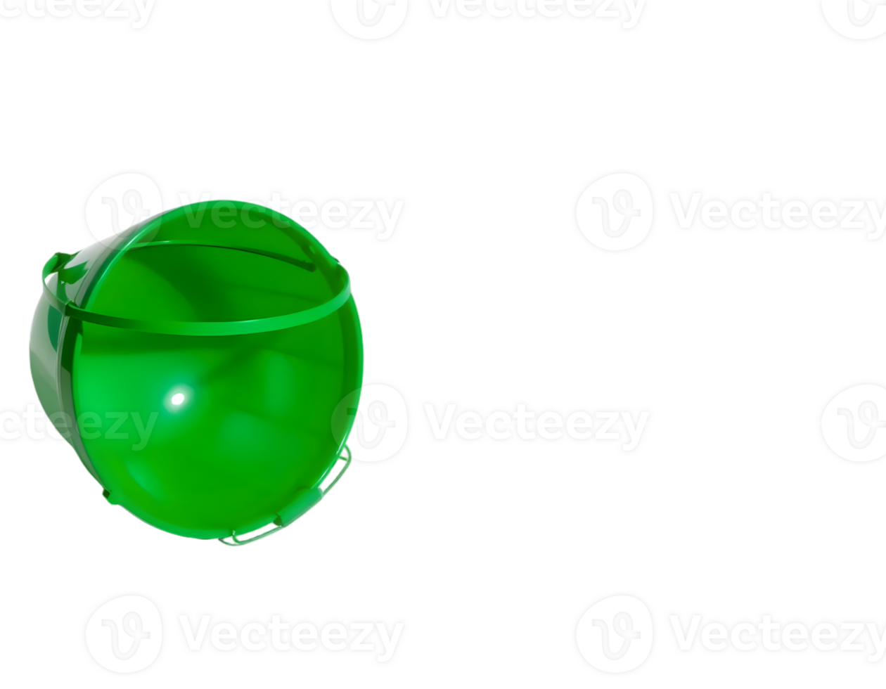 Green plastic bucket isolated on transparent background png