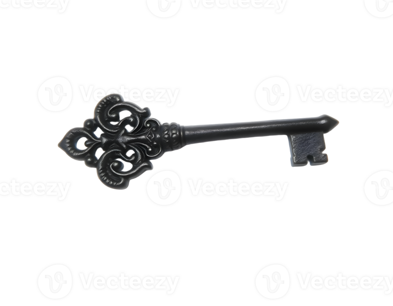 Black metal key isolated on a transparent background png