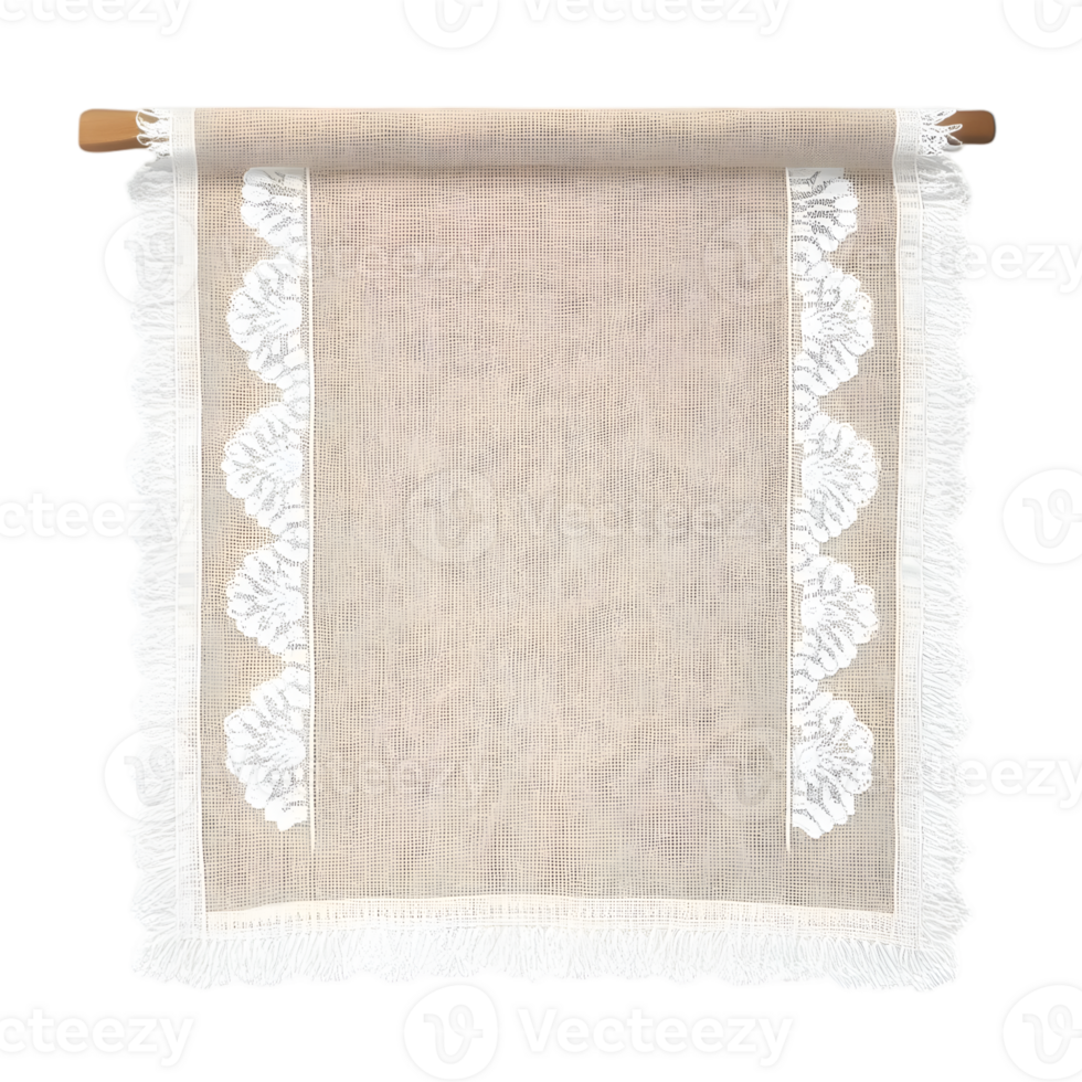 Realistic linen doily with lace png