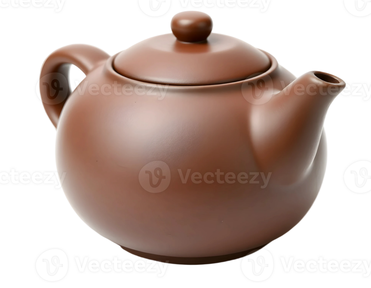 Realistic brown ceramic teapot isolated on transparent background png