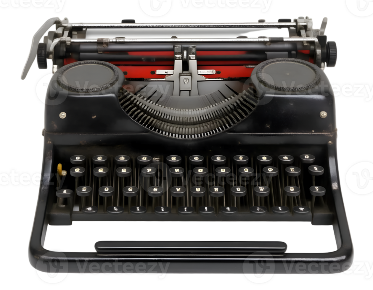 Black Vintage Typewriter Isolated Transparent Background With Clipping Path png
