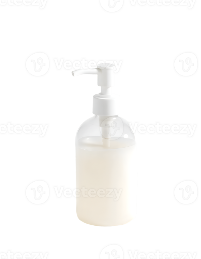 White plastic bottle with dispenser isolated on transparent background png