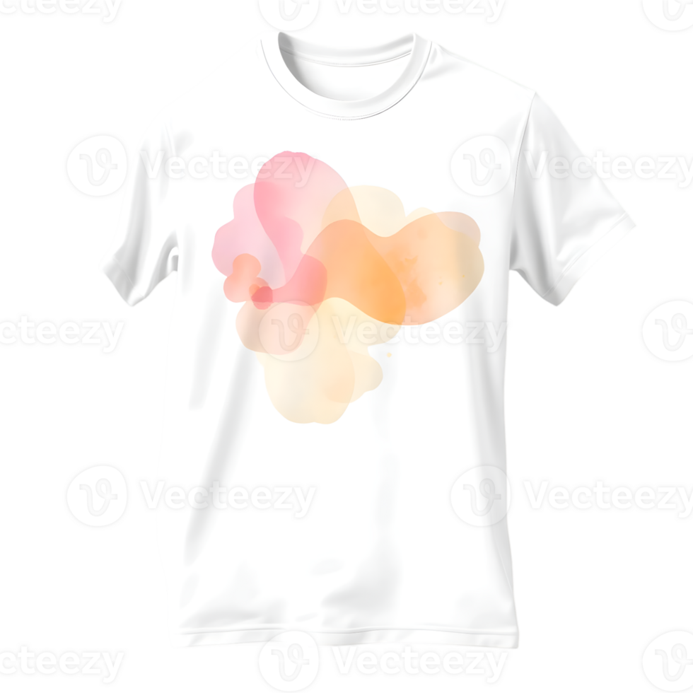 T-shirt with watercolor stains isolated on transparent background png