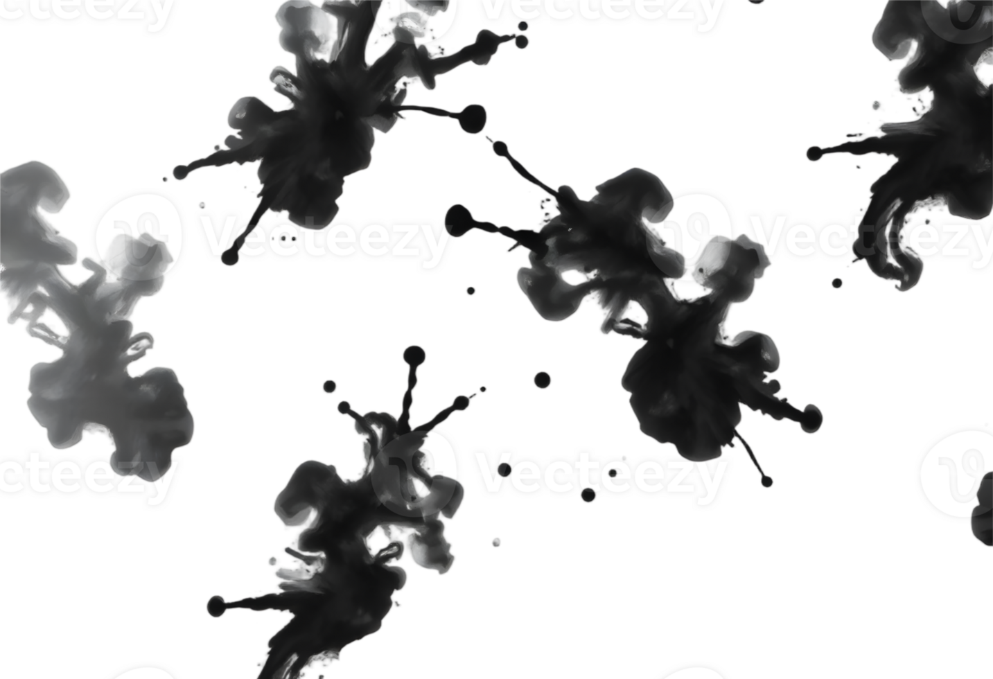 Black ink in water isolated on transparent background png