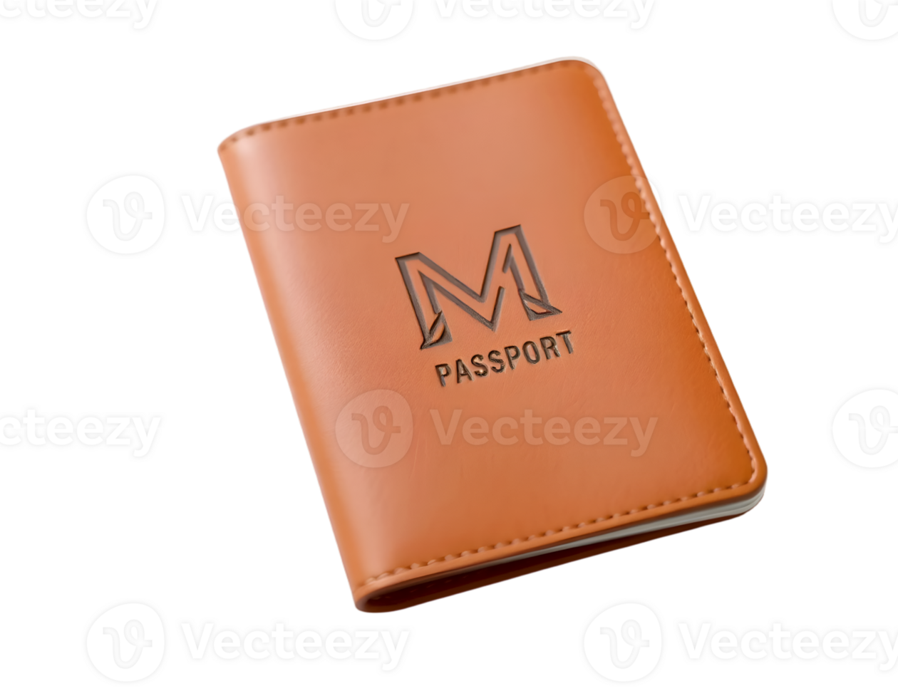 Brown leather passport isolated on a transparent background png