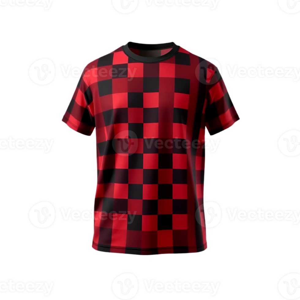 Red and black checkered t-shirt isolated on transparent background png