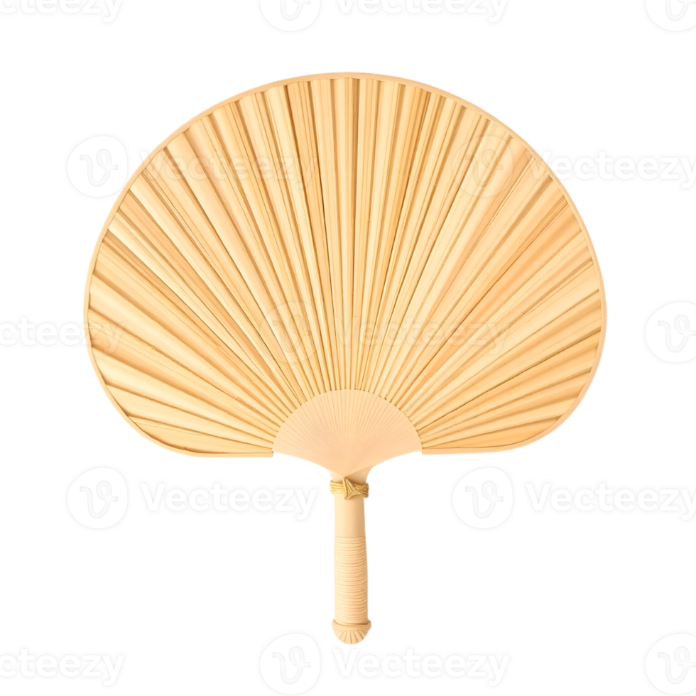 Wooden hand fan isolated on transparent background png