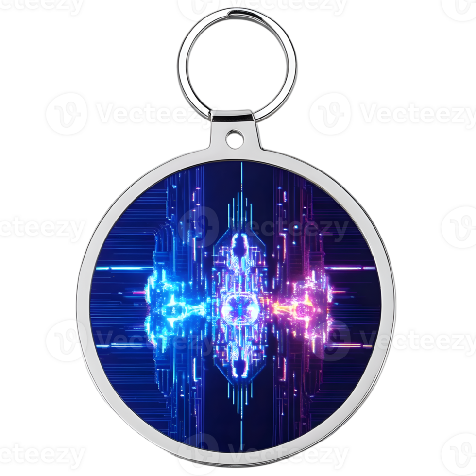 Keychain with abstract circuit on a transparent background png