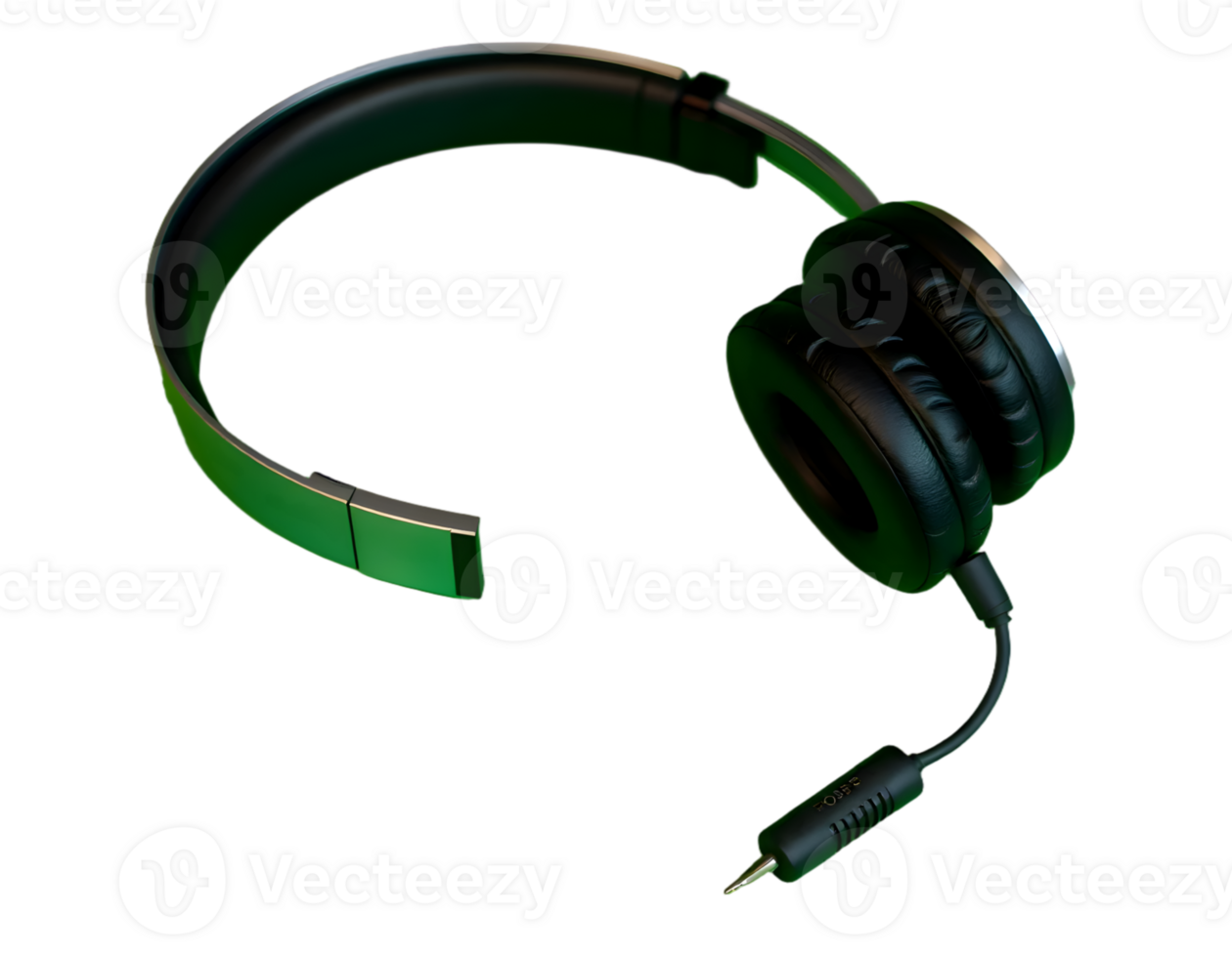 Realistic 3d Green Headphones Isolated on Transparent Background png