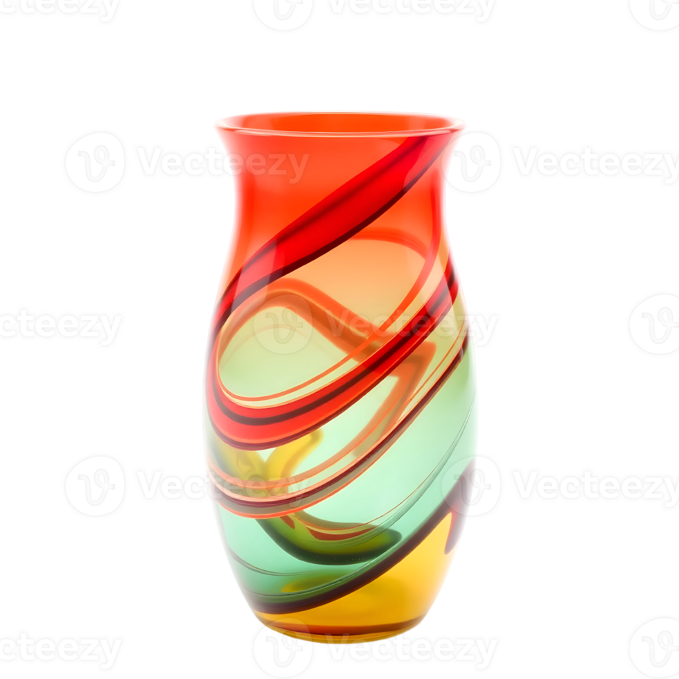 Colorful glass vase isolated on transparent background png