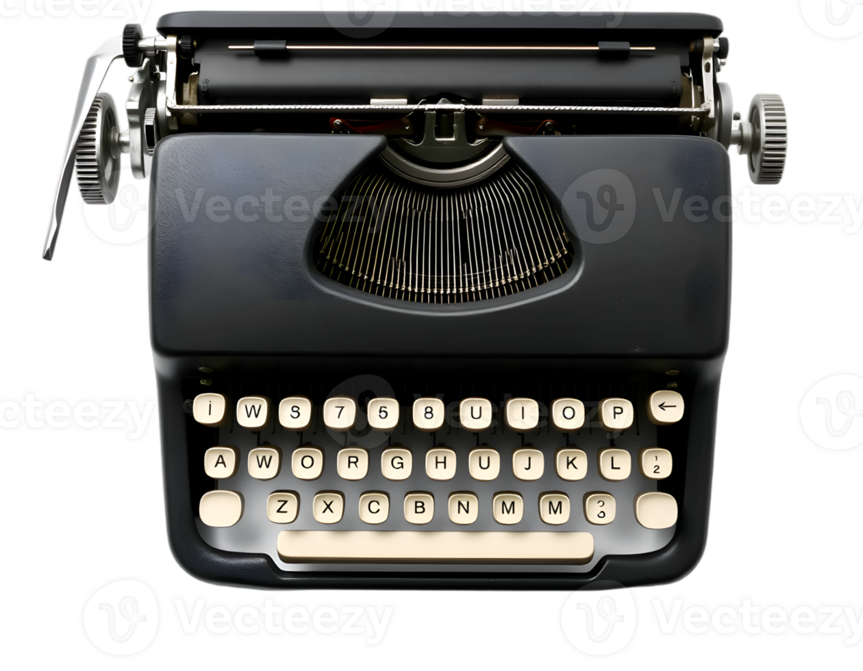 Black Vintage Typewriter Isolated on Transparent Background png