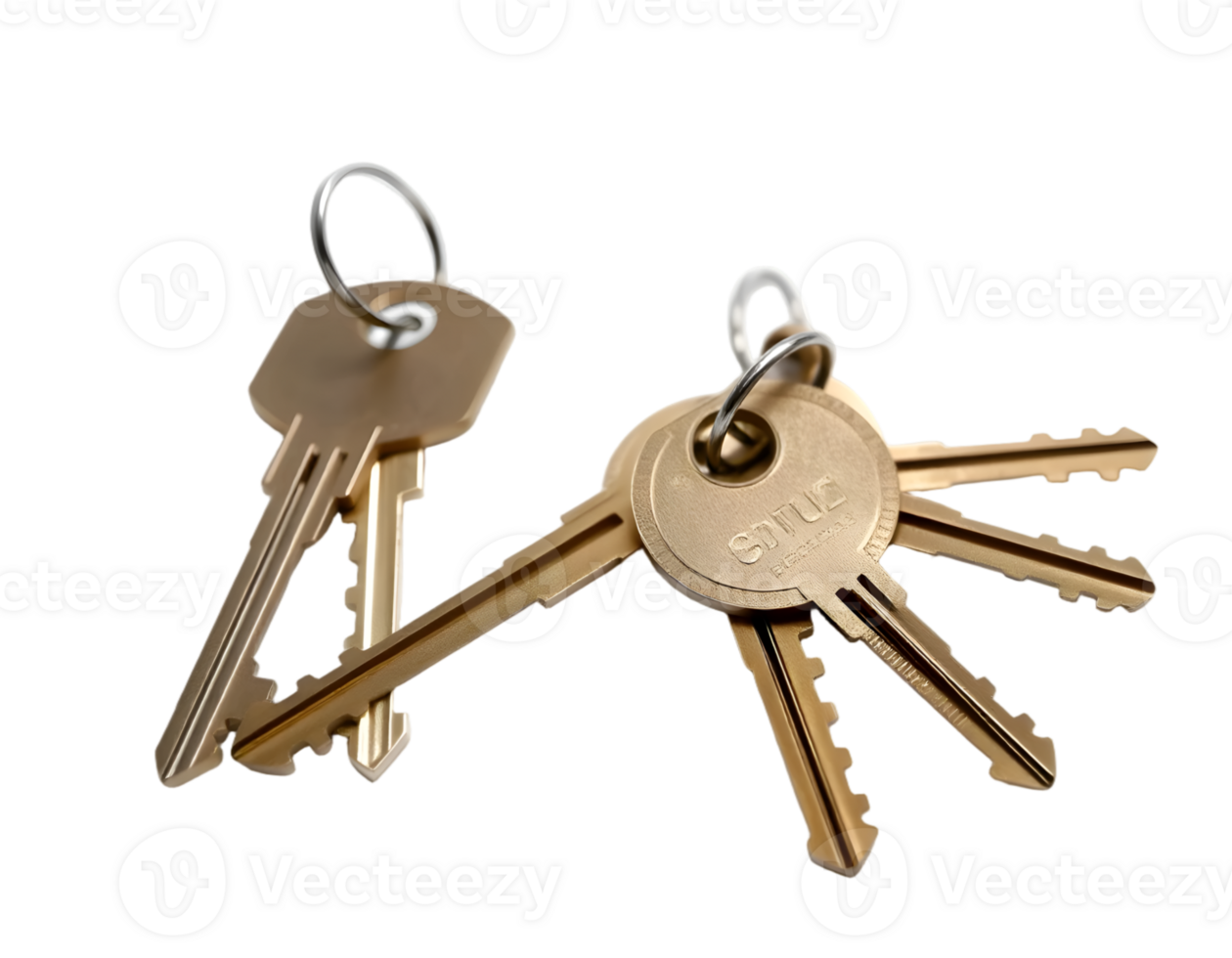 Real estate keys on a trinket isolated on a transparent background png