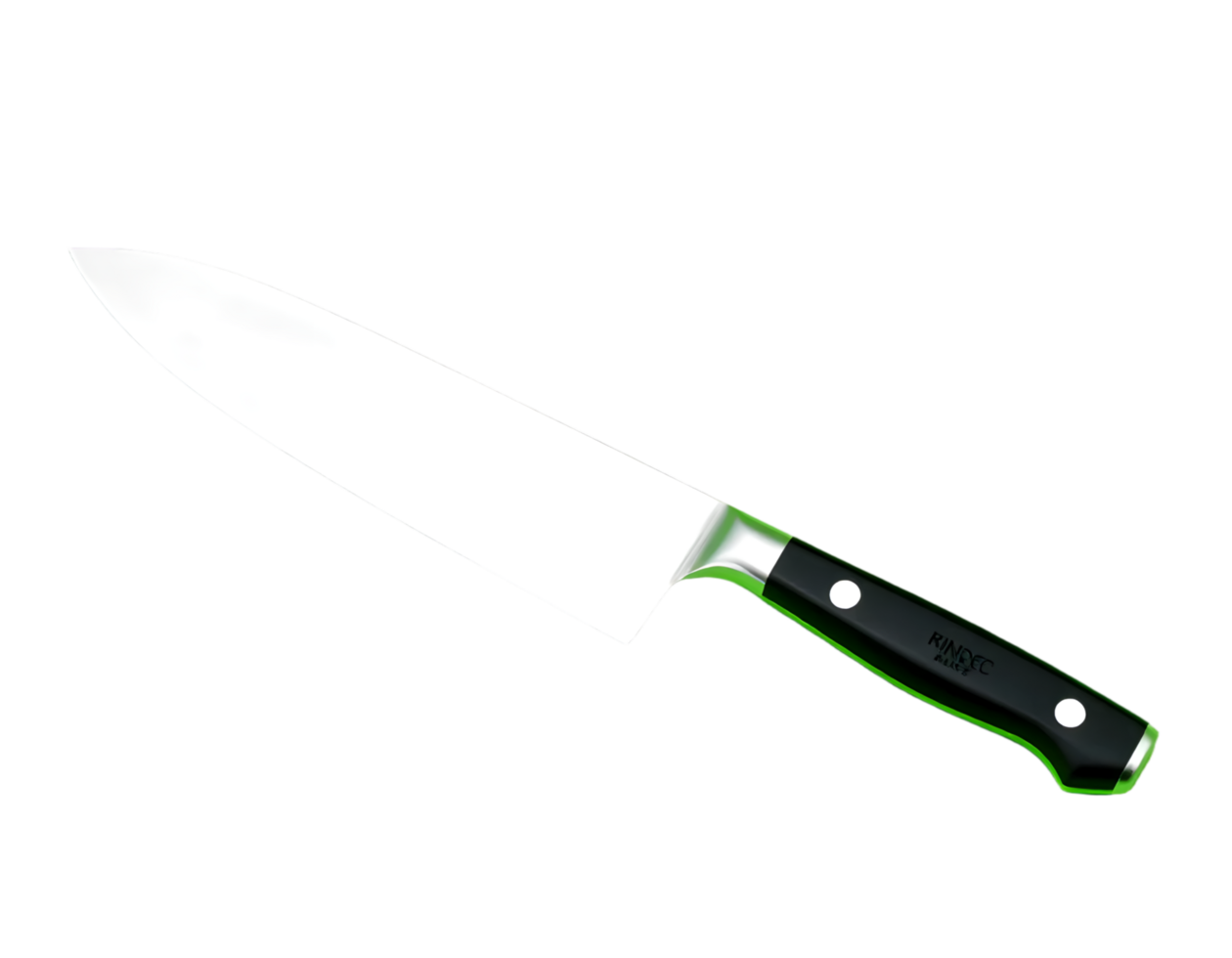 Kitchen knife with green handle isolated on transparent background png