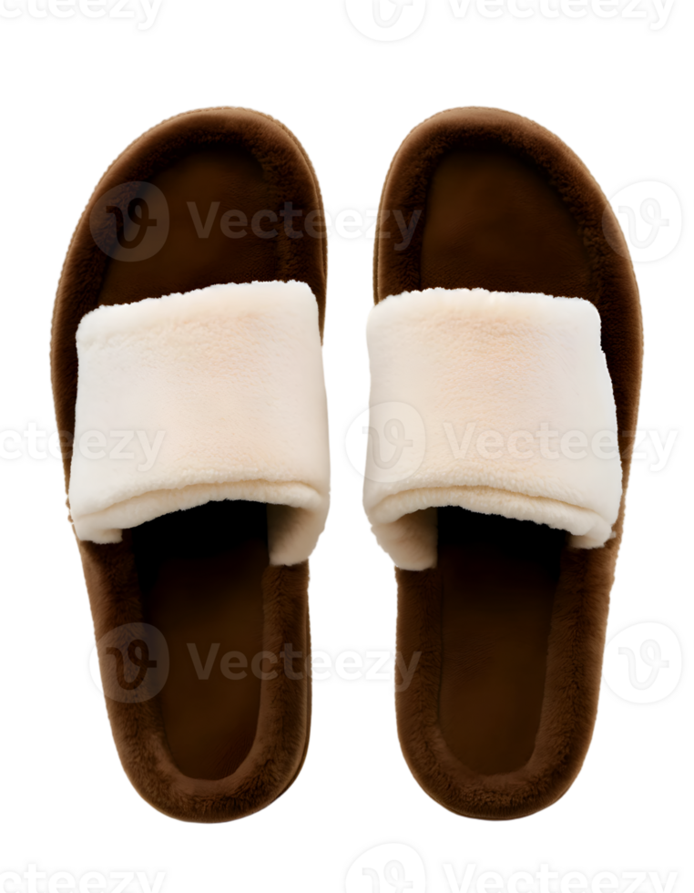 Pair of Brown Slippers Isolated on Transparent Background png