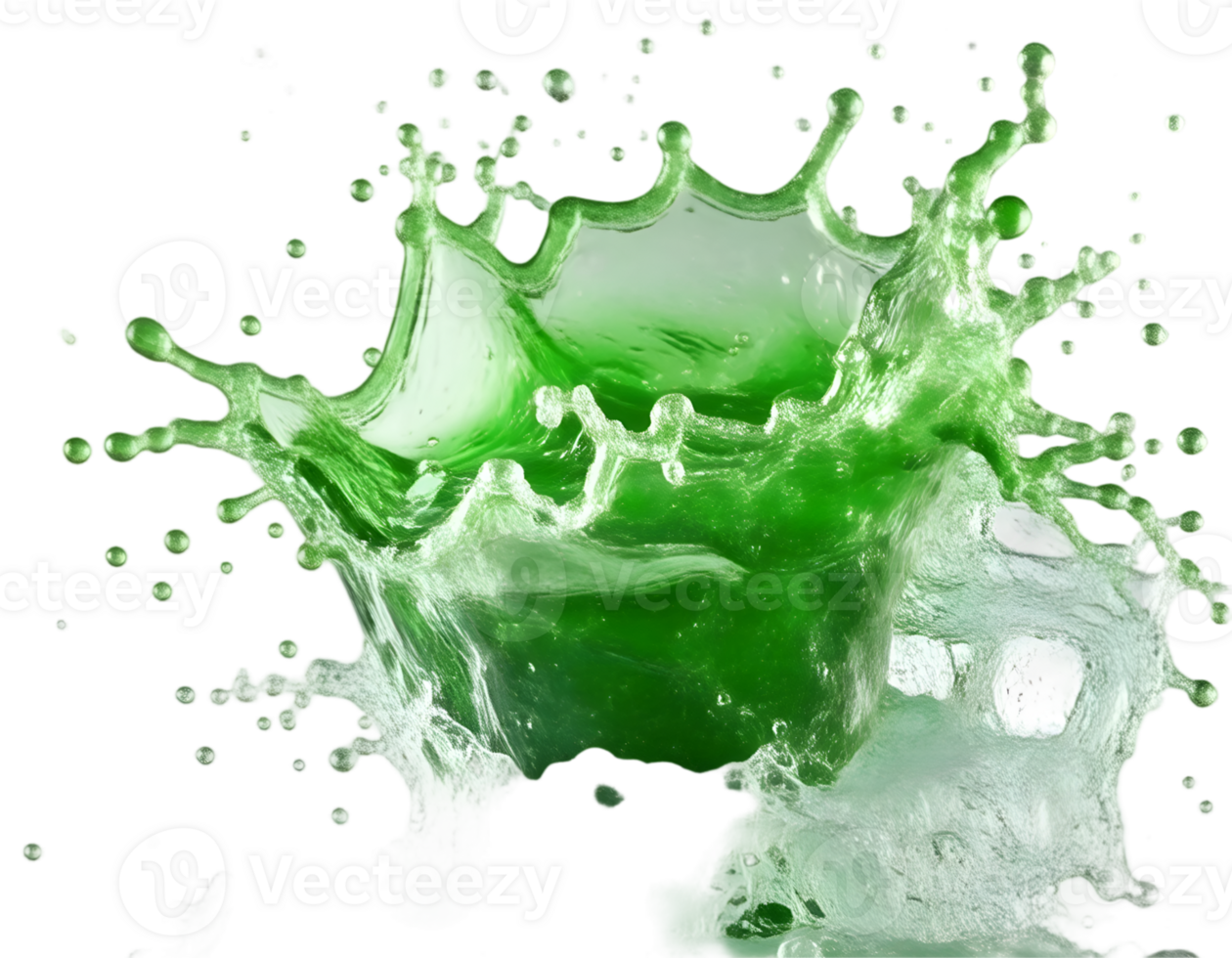 Green juice splash isolated on a transparent background png