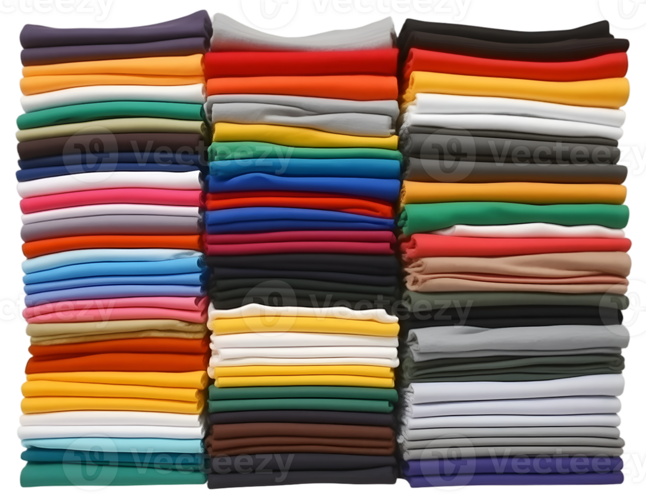 Stack of multicolored shirts isolated on transparent background png