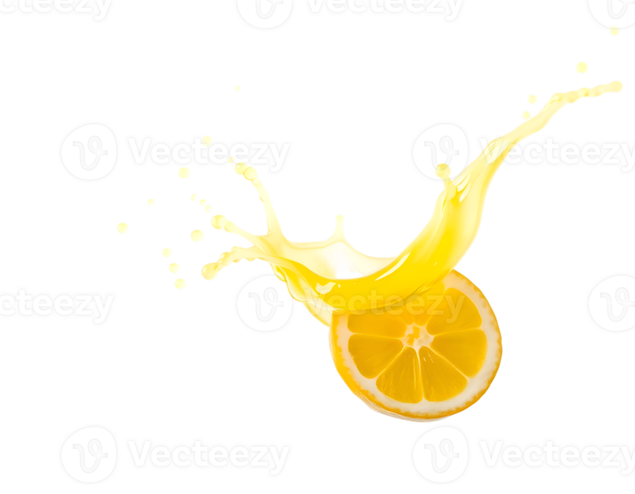 Lemon juice splash isolated on transparent background png