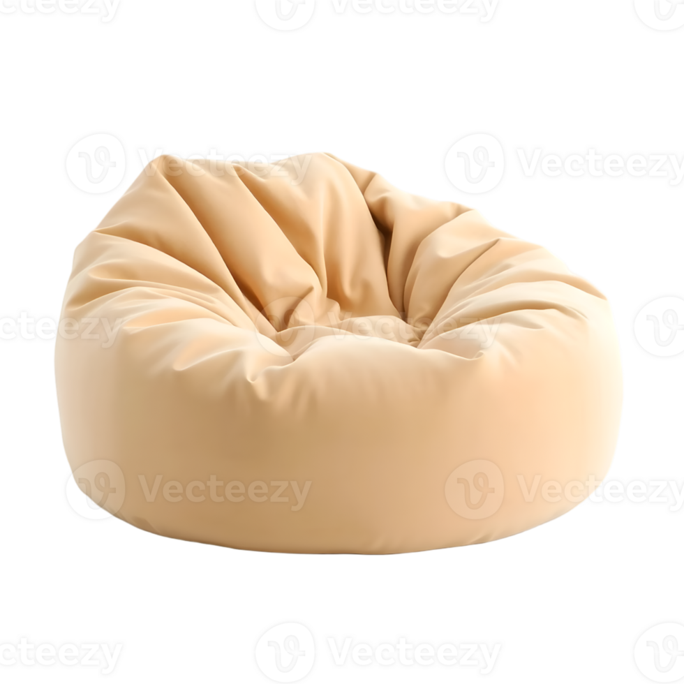 3d render of a beige beanbag isolated on transparent background png