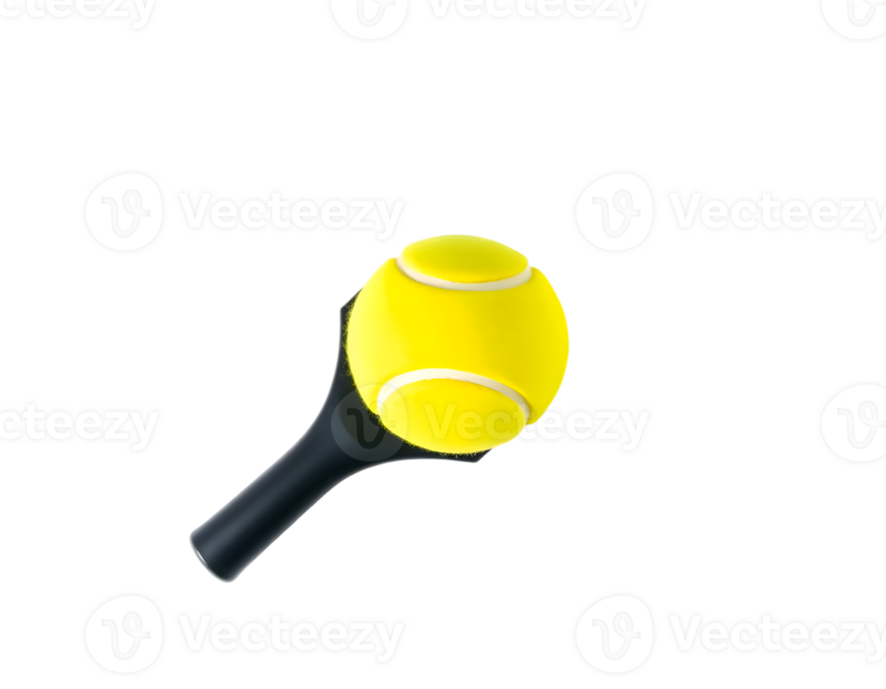 Tennis ball on racket isolated on transparent background png