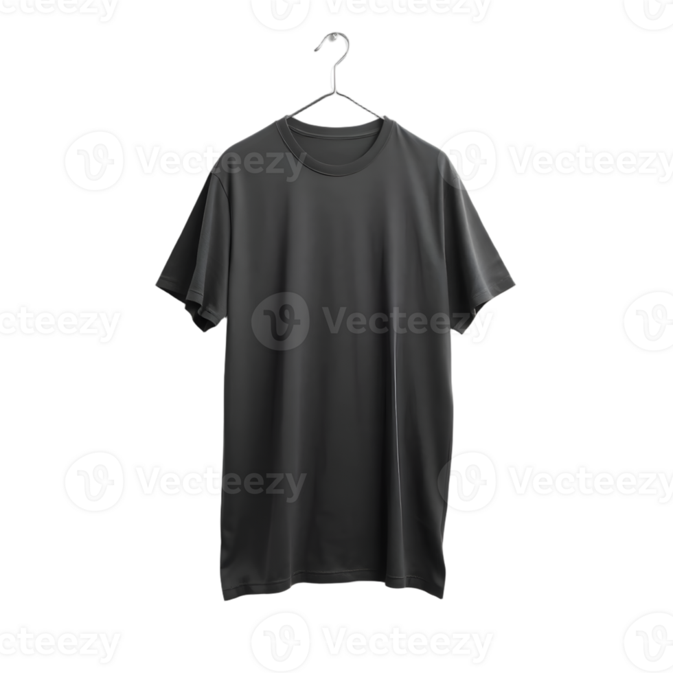 Black t-shirt on a hanger isolated on a transparent background png