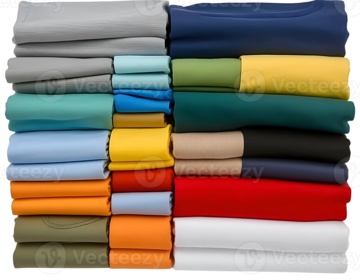 Stack of colorful shirts isolated on a white background png