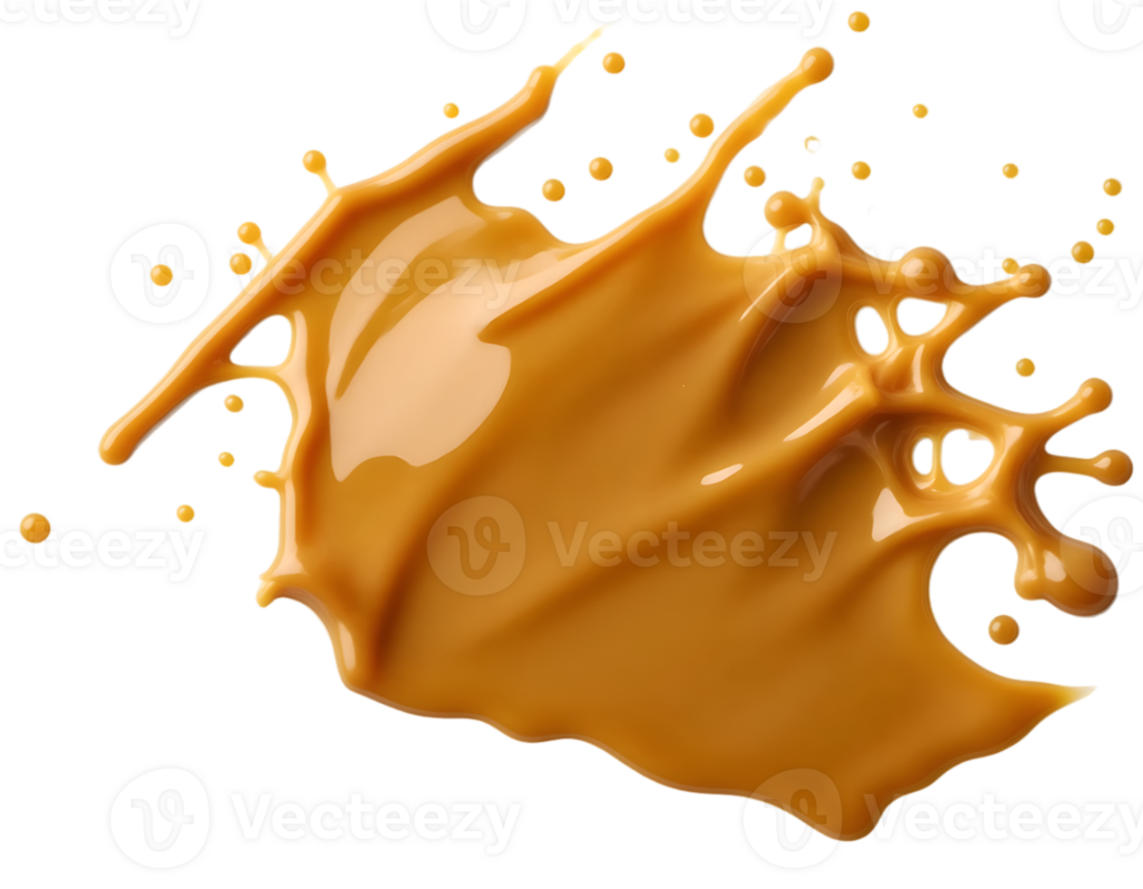 Realistic 3d caramel splash isolated on transparent background png