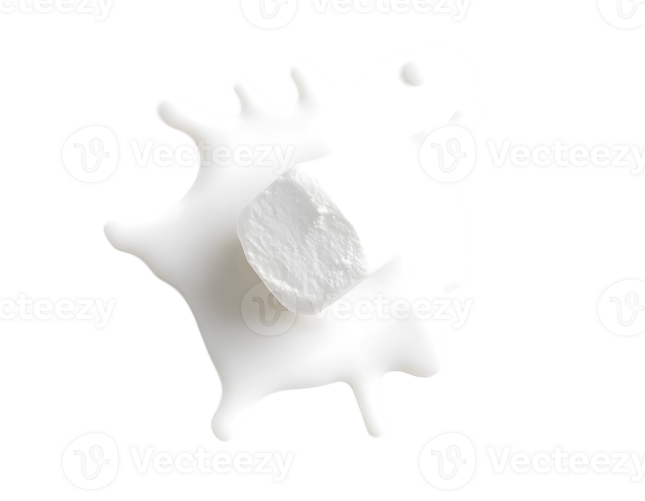 Milk splash with marshmallow on transparent background png